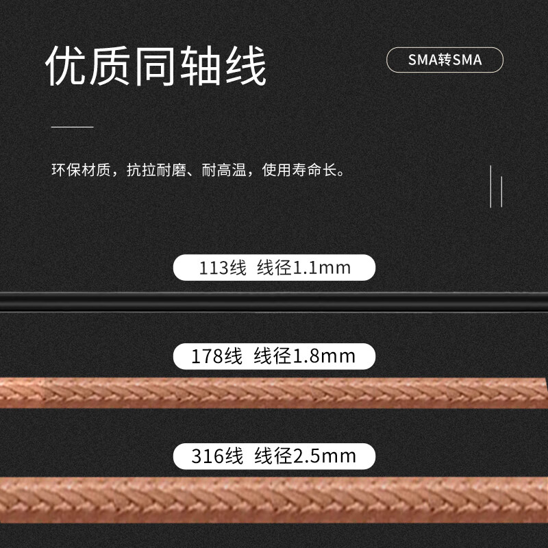 Jiudingxin SMA male to SMA male RF connection cable 50 Euro high frequency RF antenna extension cable shielded high temperature resistant 0.5 meters JDX-SMA-JJ-02