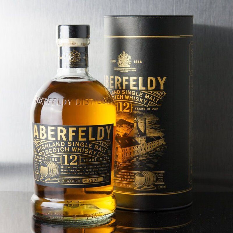 Aberfeldy 12-year-old Scottish single malt whiskey 1000ml 40% gift box for New Year's gifts, slightly defective