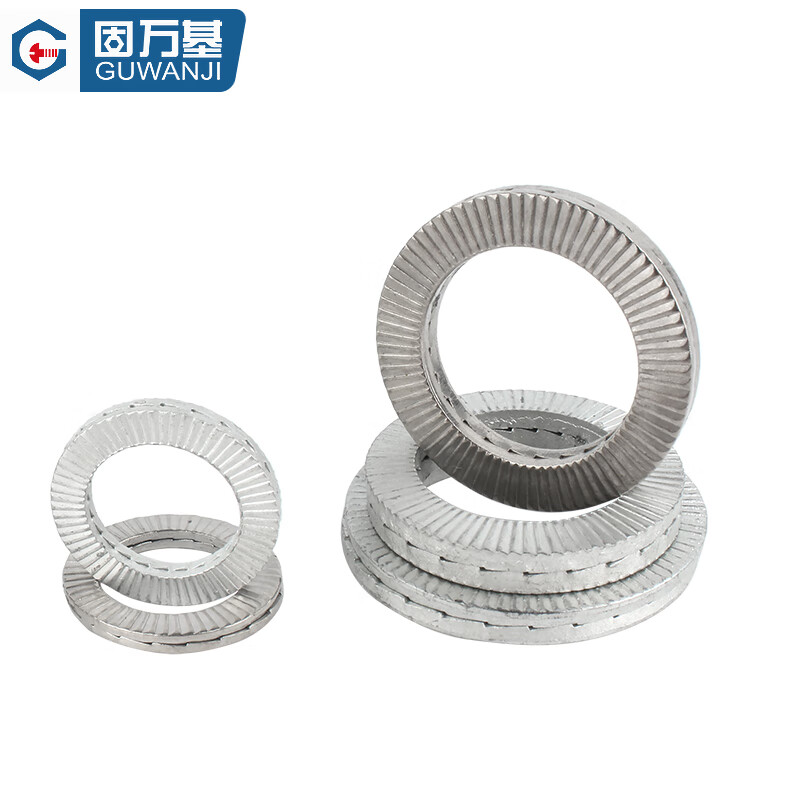 Guwanji 304 stainless steel double stack self-locking anti-loosening washer 65 manganese double-sided toothed locking washer DIN25201 M4 (10 pieces) 316 material