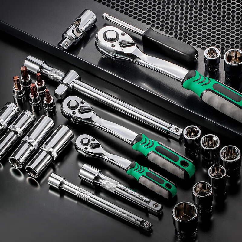 Niuxiang Auto Repair Tool Set Ratchet Wrench Socket Combination Sleeve Repair Car Repair Tool Box Set Movable 46-piece Set 24 Teeth