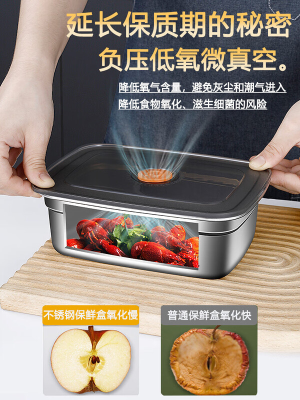316 stainless steel food-grade lunch box for refrigerator, special covered storage frozen crisper lunch box, extra thick 316 steel sealed crisper box 1200ml-two