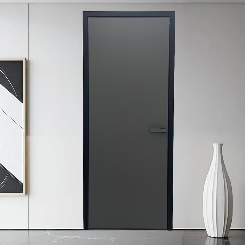 Minimalist bedroom all-aluminum wooden door anti-corrosion and moisture-proof hidden frame aluminum alloy soundproof indoor very narrow flat opening room door customization pure aluminum wooden door (flat on the outside and opening on the inside)