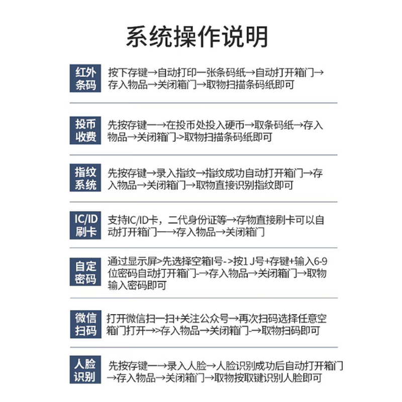 Baigang electronic lockers for shopping malls and supermarkets smart locker storage infrared barcode model 6 doors