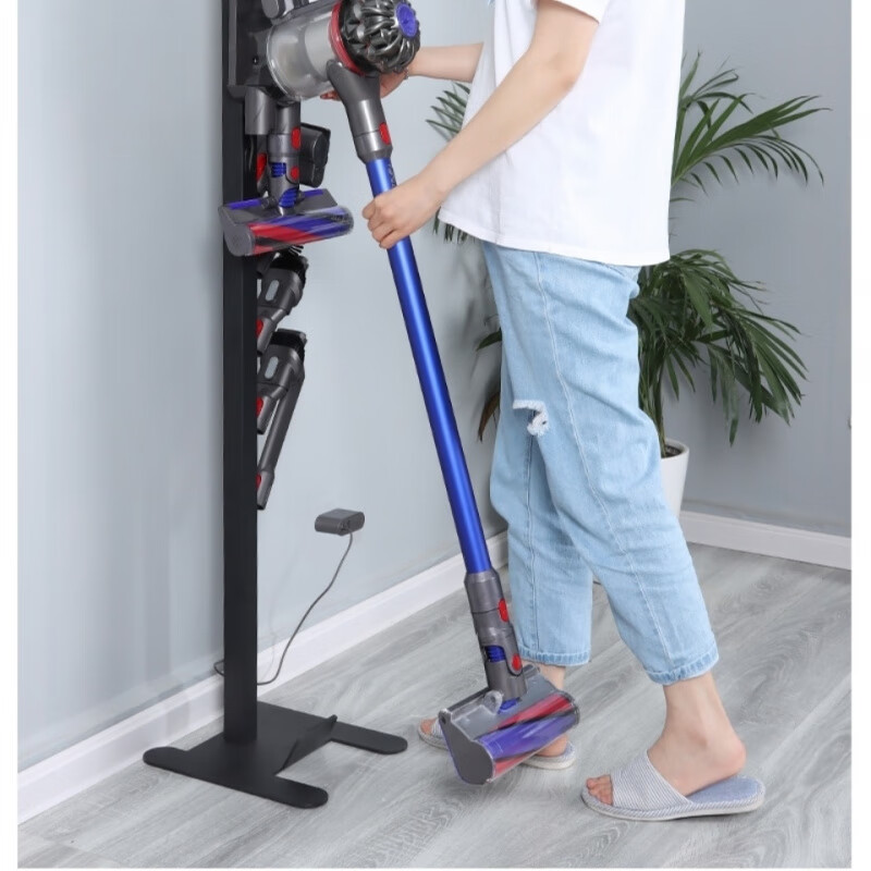 KYODO suitable for Dyson vacuum cleaner holder Dyson storage rack V6V7V8V10V11 punch-free floor-standing storage rack Xiaomi upgraded buried wire model white
