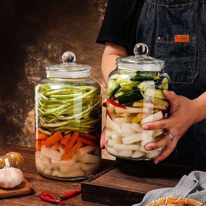Fantasy thickened glass pickle jar household sealed salty sauerkraut jar Sichuan pickle jar chili sauce laba garlic pickle 4 pounds