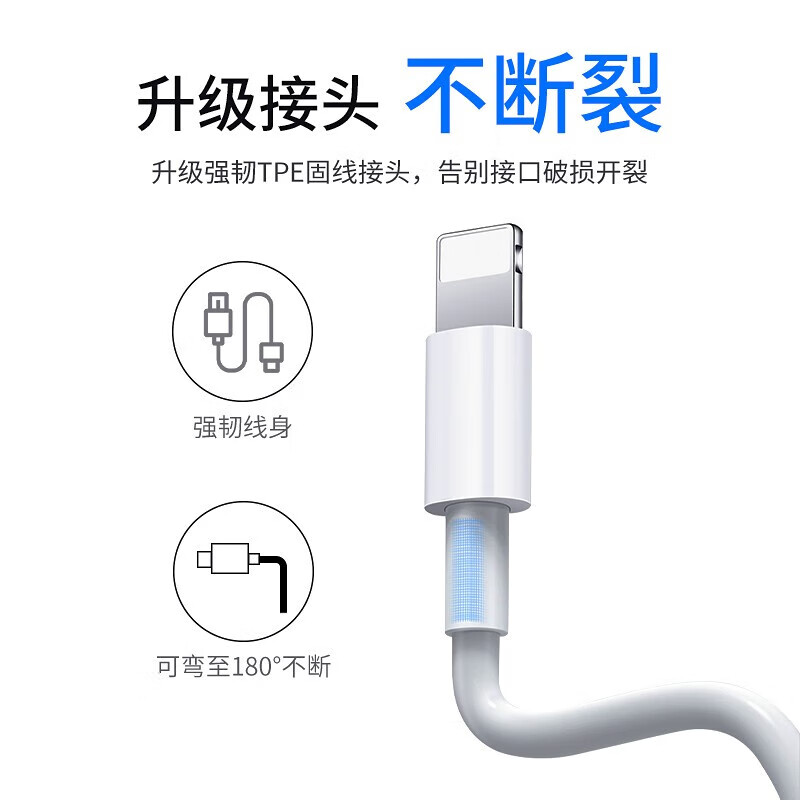 Original Apple data cable fast charging charging cable adapted to original iPhone14/13/12Pro Max/XR/11/8 mobile phone ipadpro/air2 tablet car USB transmission cable official original USB-lightning charging cable - 1 meter