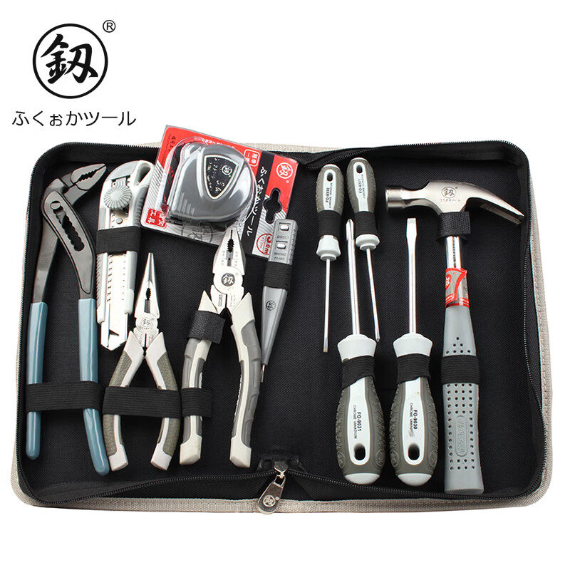 鰰Fukuoka Tools Household Tool Set Hardware Daily Household Electrician Special Maintenance Multifunctional Portable Set