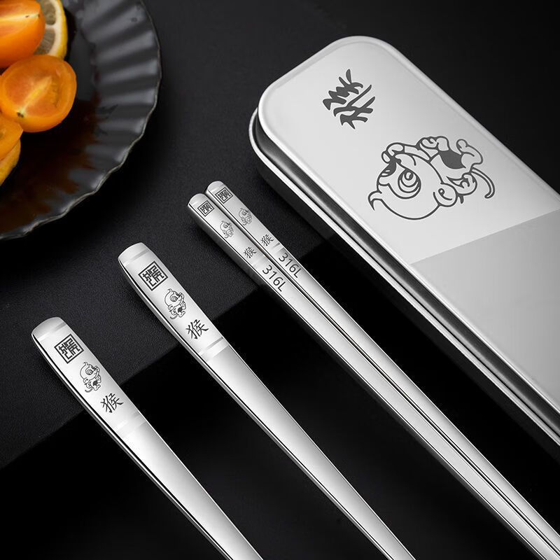 Zwilling 316L stainless steel chopsticks and spoon set three-piece set single portable cutlery box student storage horse three-piece mesh bag