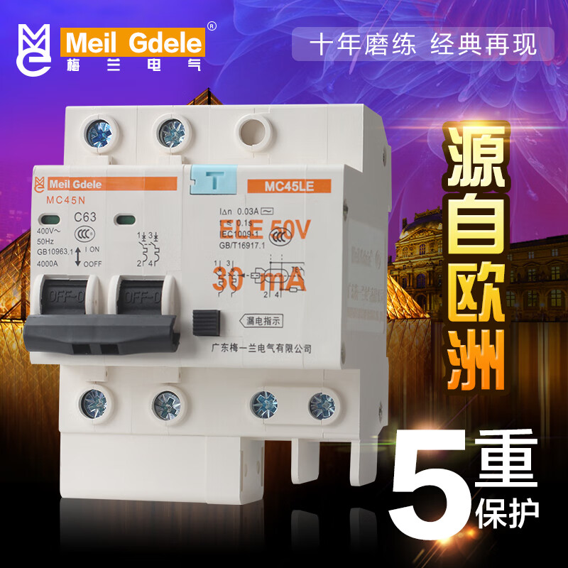MSHML Merlin Gerin small circuit breaker leakage protector household engineering high power main open 63A100A circuit breaker 2P 25A