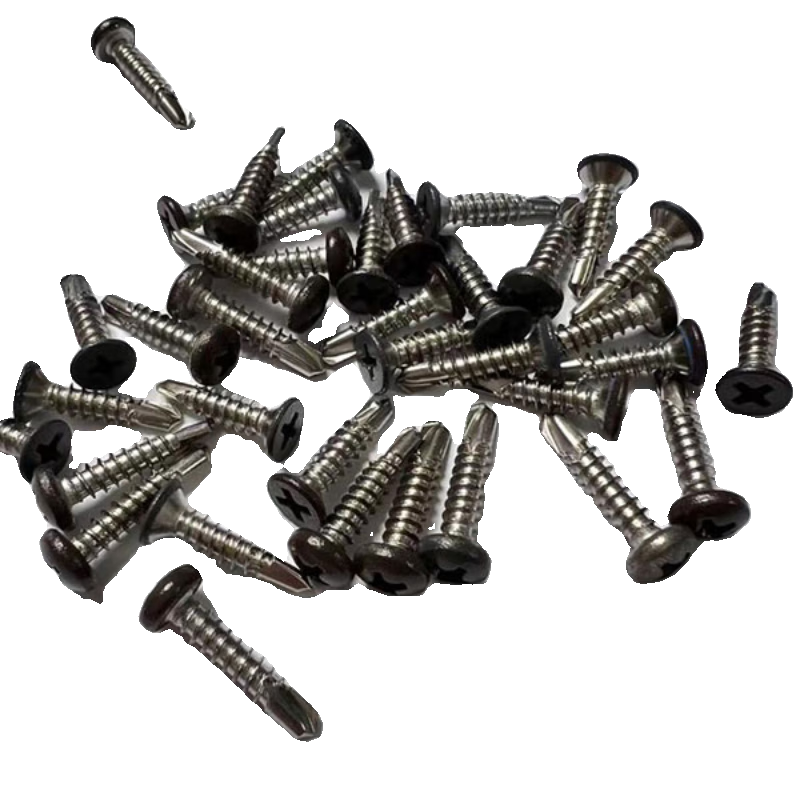 Siyongda 410 stainless steel head painted self-tapping self-drilling countersunk head screws multi-color dovetail round head cross drill tail gray 4.2*16 round head gray (1000 pieces)