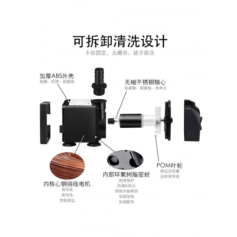 Huishangbao fish tank water pump submersible pump pond fountain pump filter small water pump aquarium oxygenation pump HSB-450/7W/400 flow Chinese standard