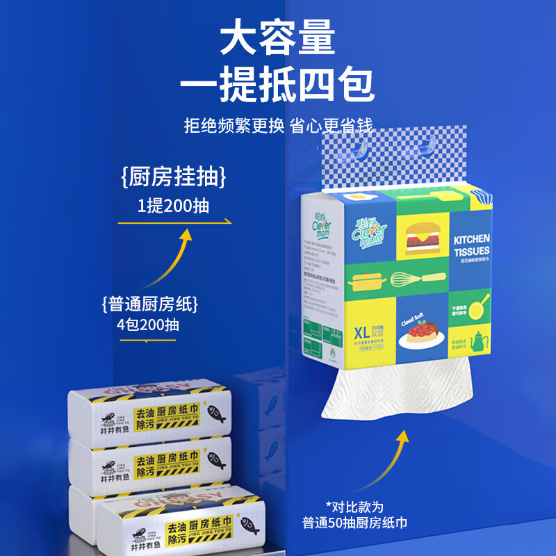 Congma kitchen paper hanging lazy rag wet and dry kitchen towel disposable rag dish towel 2 layers 100 cigarettes * 1 pack