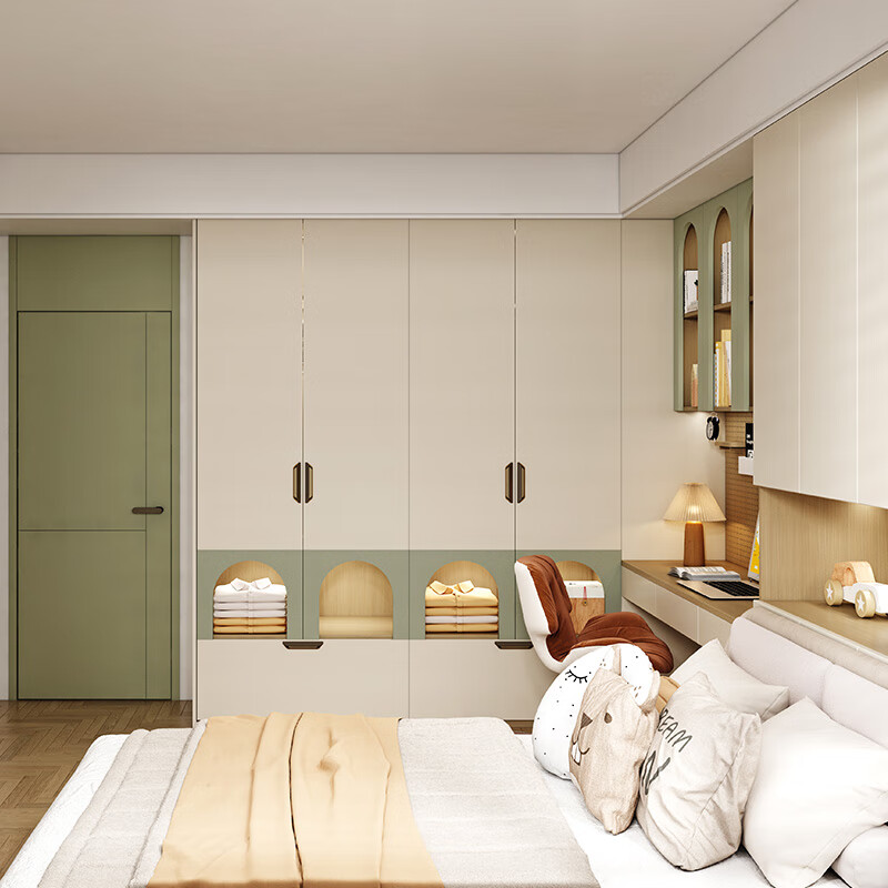 Sofia whole house custom bed box double bed Japanese tatami bed bedroom furniture bay window study room bookcase wardrobe combination customized gold