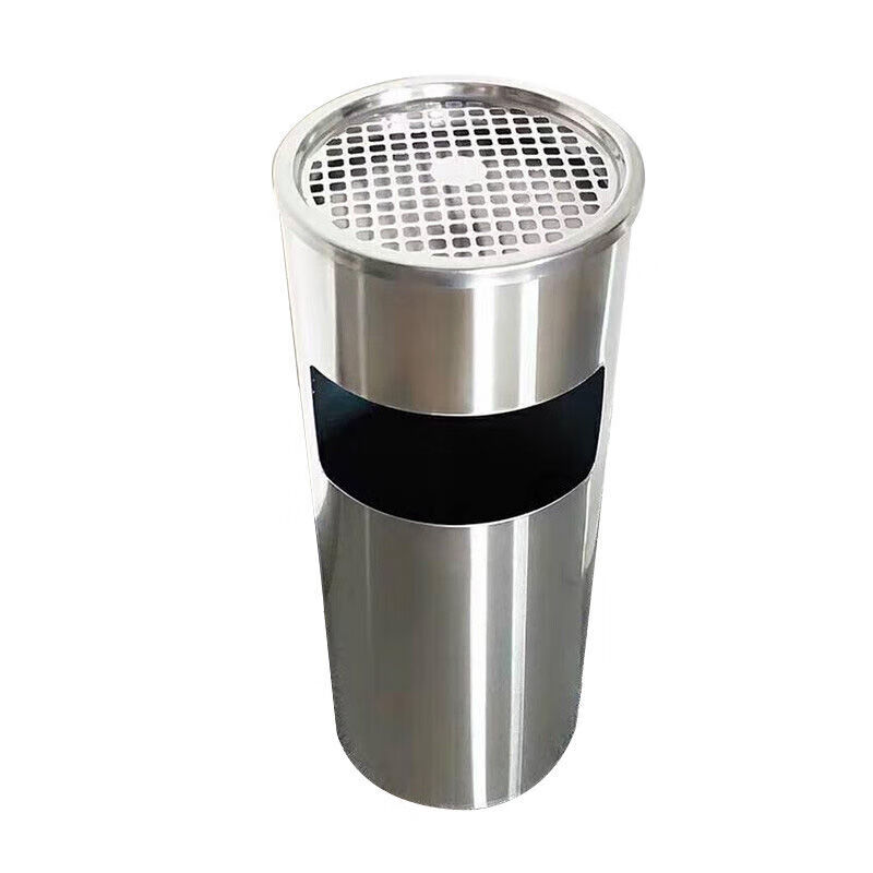 Trash can liner outdoor stainless steel iron inner barrel peel box square round galvanized sheet storage accessories square stainless steel tray + mesh cover