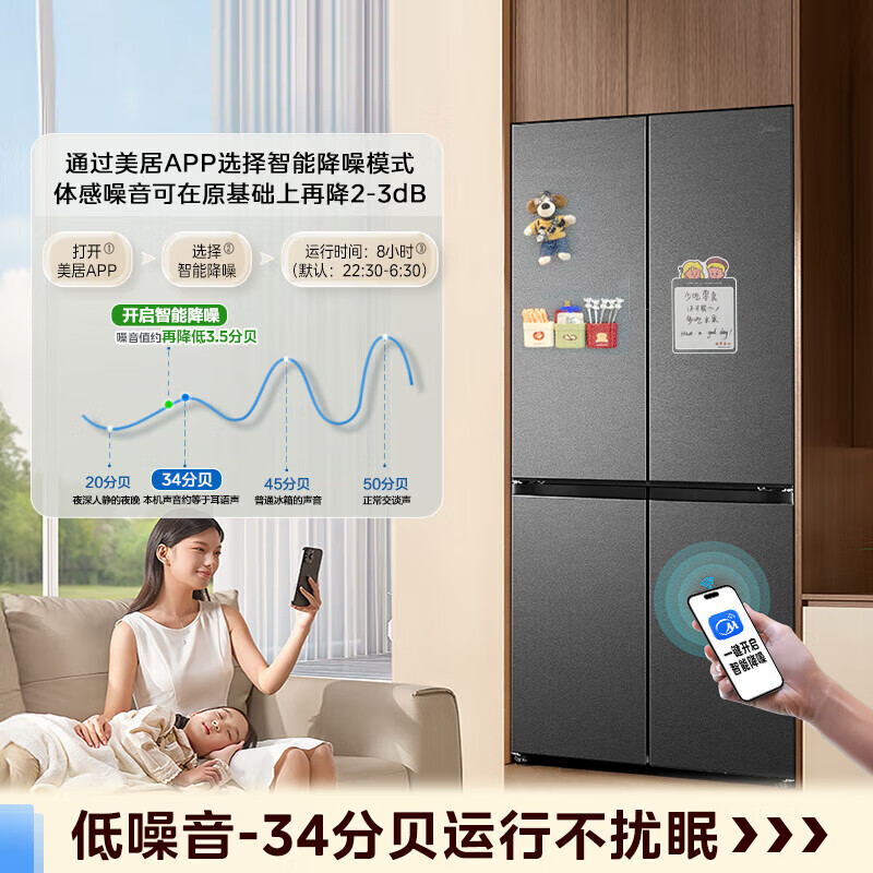Midea Xiong Dundun 601 cross four-door dual system ultra-clean ultra-thin zero-embedded refrigerator 60cm flat-screen fully embedded odor-free refrigerator CD-601WUSPZM(E) Haibeida