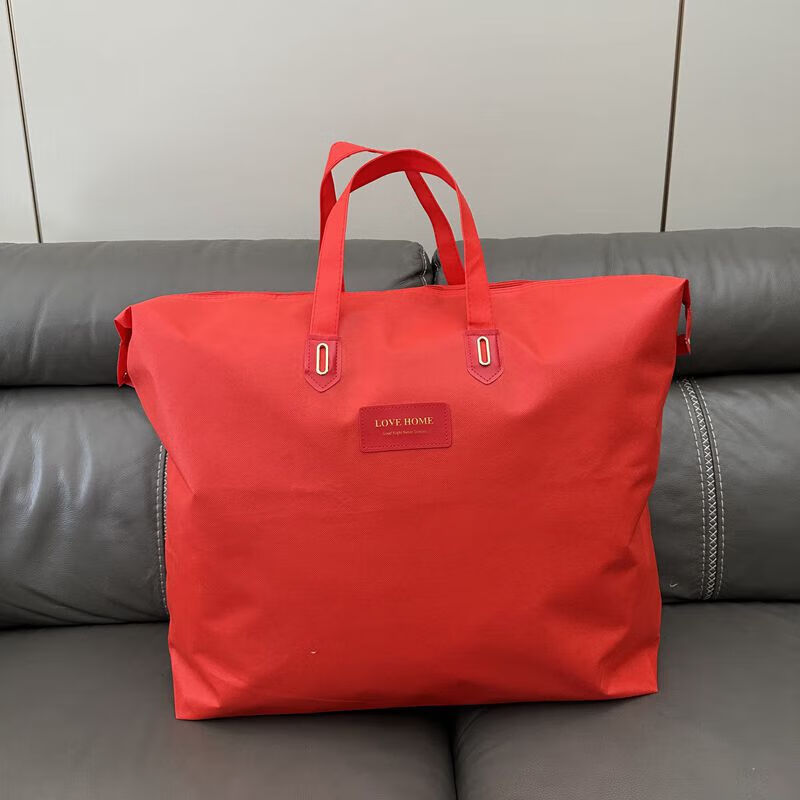 Winter quilt core quilt storage bag, enlarged and thickened packaging bag, metal buckle silk quilt four-piece handbag, red large size (for autumn 6 pounds of silk quilt)