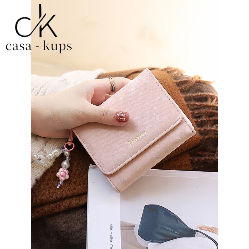 Casa-kupsCK wallet women's 2025 velvet gradient large capacity Japanese style cute retro coin card holder for women blue