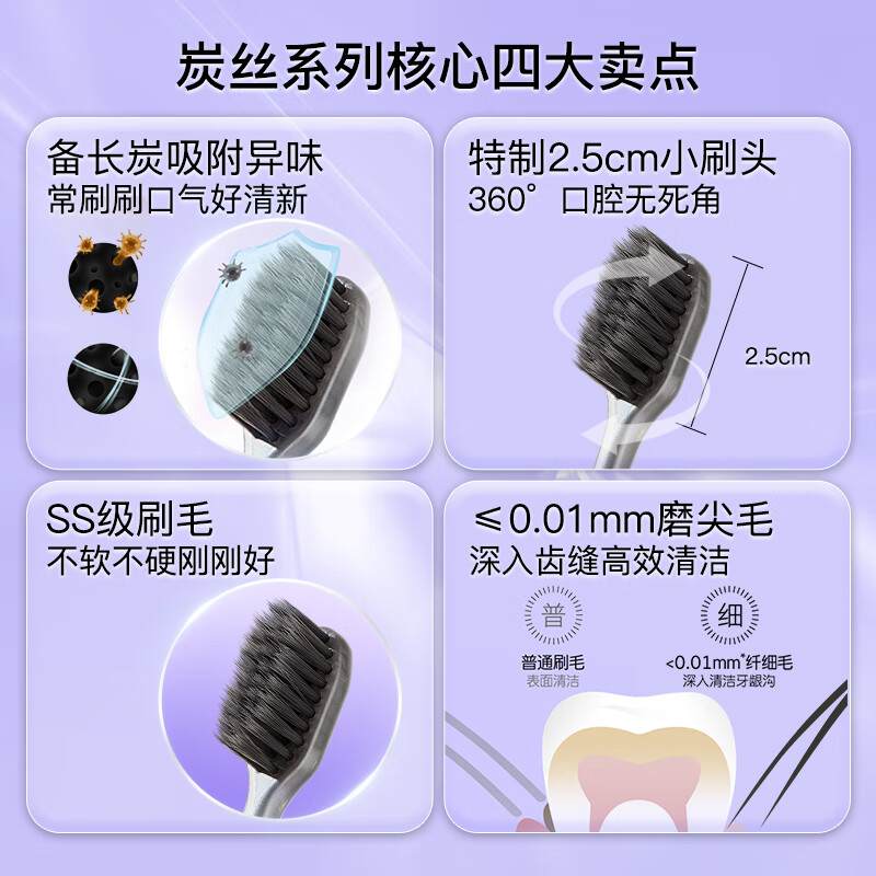 Shuke Binchotan soft-bristle toothbrush 10 pack to remove odor and freshen breath adult toothbrush family pack new and old random