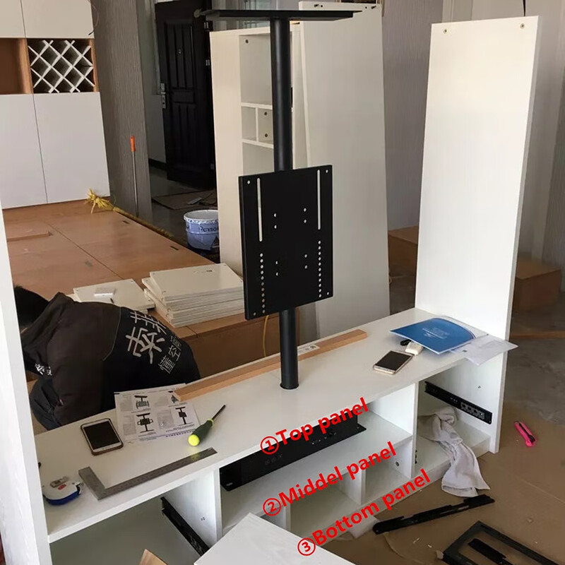 Remote control 360-degree rotating TV stand smart electric crystal TV lifting and rotating integrated TV stand 85 inches (wireless remote control electric height 1300mm