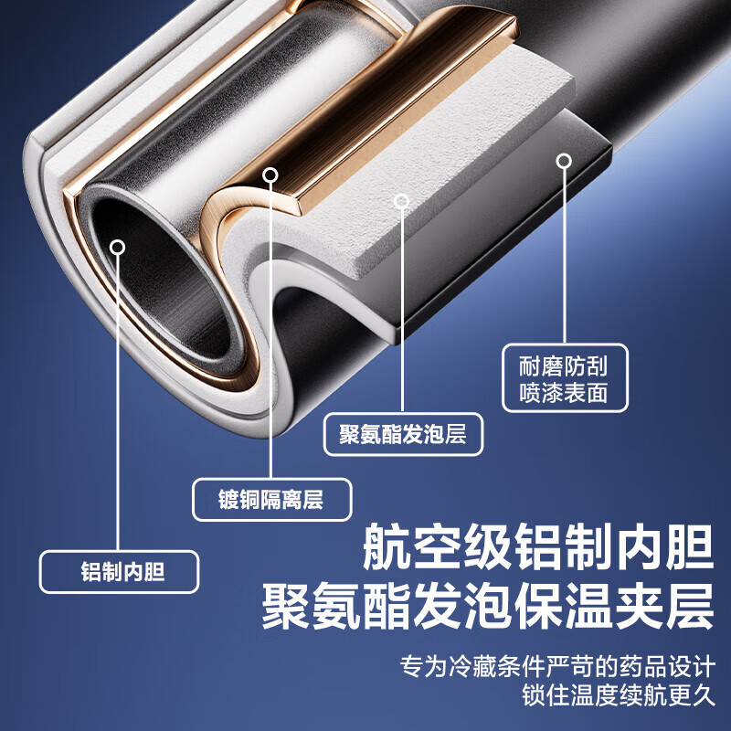 Insulin-specific rechargeable refrigeration box, portable medicine constant temperature mini refrigerator, precise temperature control refrigeration cup, basic battery life model / cold storage battery life of about 7 hours, 0.5L, built-in battery compartment, free cooling pack after taking the photo