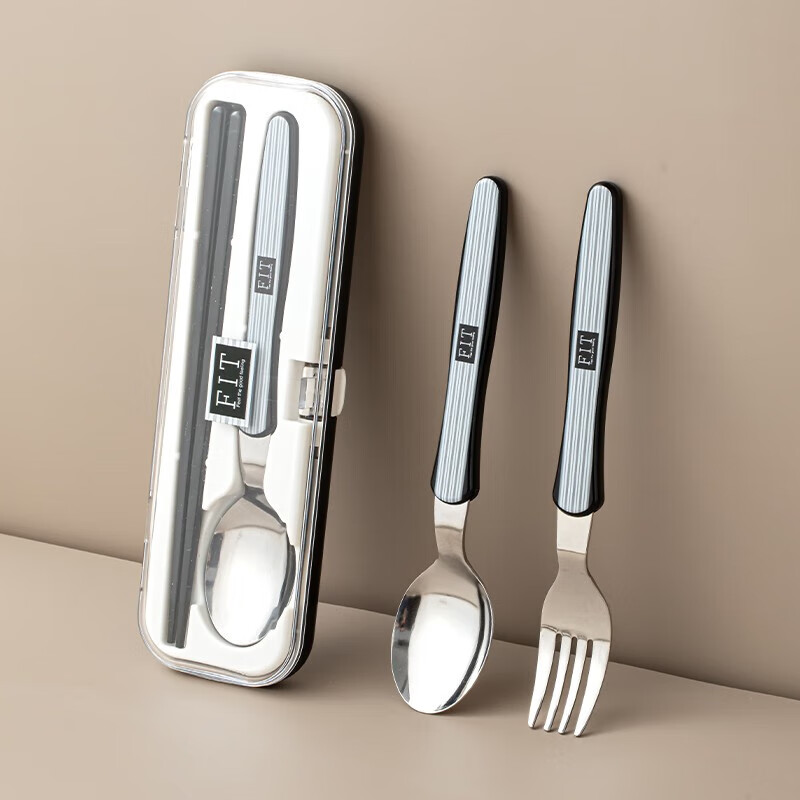 Home KATEI STORY Japanese imported chopsticks and spoons set portable tableware storage box stainless steel takeaway to work students and children chopsticks and spoons