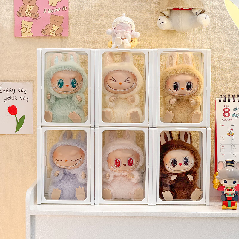 OMANTI blind box hand-held storage box glass storage display stand transparent dust-proof doll ornaments Bubble Mart display cabinet