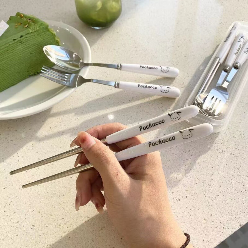 An Junsheng ins Pacha Dog Chopsticks, Spoons and Forks Three-piece Set of Good-looking Students, Children and Adults Portable Tableware Storage Box Thickened Pacha Dog Chopsticks + Spoon + Fork Free Storage Box