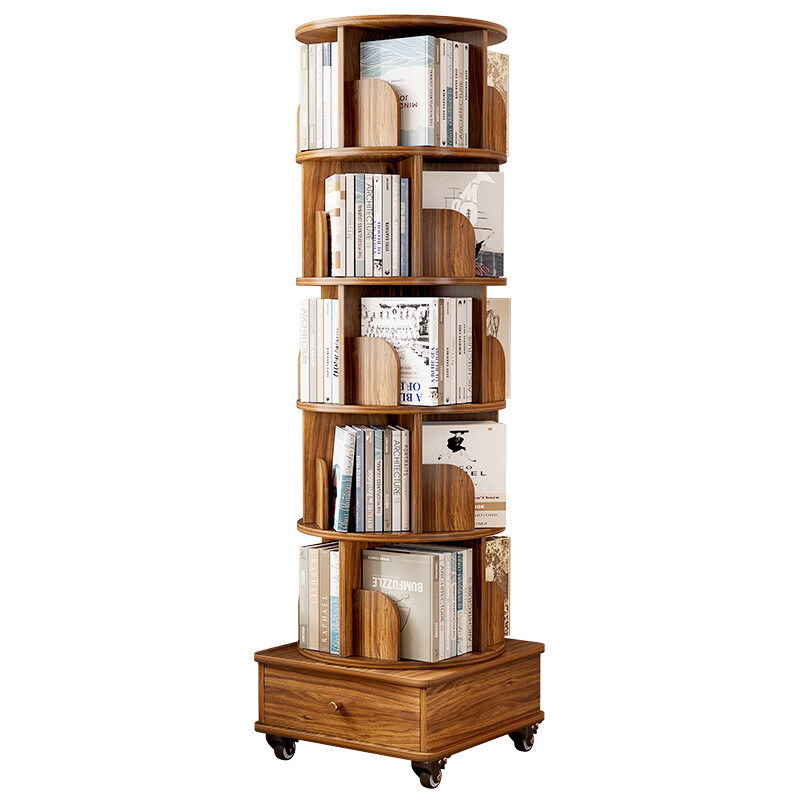 Quanpinwu rotating bookshelf 360 floor-to-ceiling living room storage rack household wheeled mobile student picture book shelf bookcase