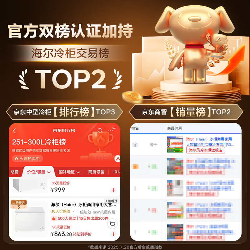 Haier Freezer Commercial Large Capacity Household Refrigerator Dual-Purpose Freezer Refrigeration and Freezing 300L or More Level One Energy Efficiency Energy Saving Horizontal Low Temperature Full Freezing Quick Freezing Preservation Cabinet Upgraded Frost Reducing Level One Energy Efficiency + PCM Antibacterial Liner 300L