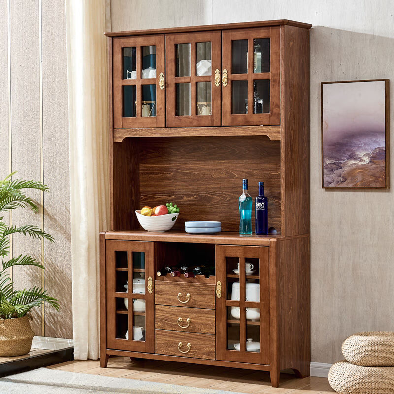 Guansi solid wood sideboard modern new Chinese style living room tea cabinet wine cabinet integrated wall multi-functional storage cabinet cupboard 8810-1 lower cabinet