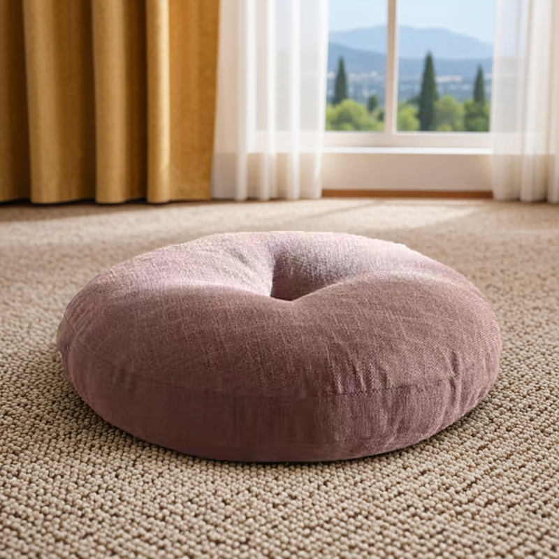 Bai Qixin Bay Window Cushion Seat Cushion Butt Cushion Linen Futon Meditation Mat Office Chair Cushion Student Round Cushion Bay Window Seat Cushion Brown Removable and Washable 40*10cm