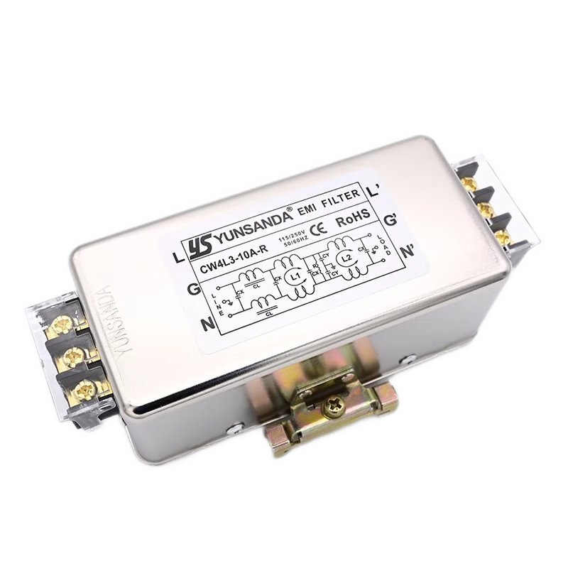 YS YUNSANDA single-phase double-pole three-pole high-performance rail-mounted power filter 220v AC anti-interference CW4L2-20A-S005 screw fixation