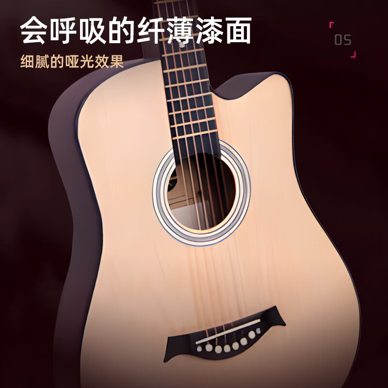 Mann Instruments Guitar Beginner Folk Guitar 38-inch Western String Instrument with a full set of guitar accessories, solid wood color