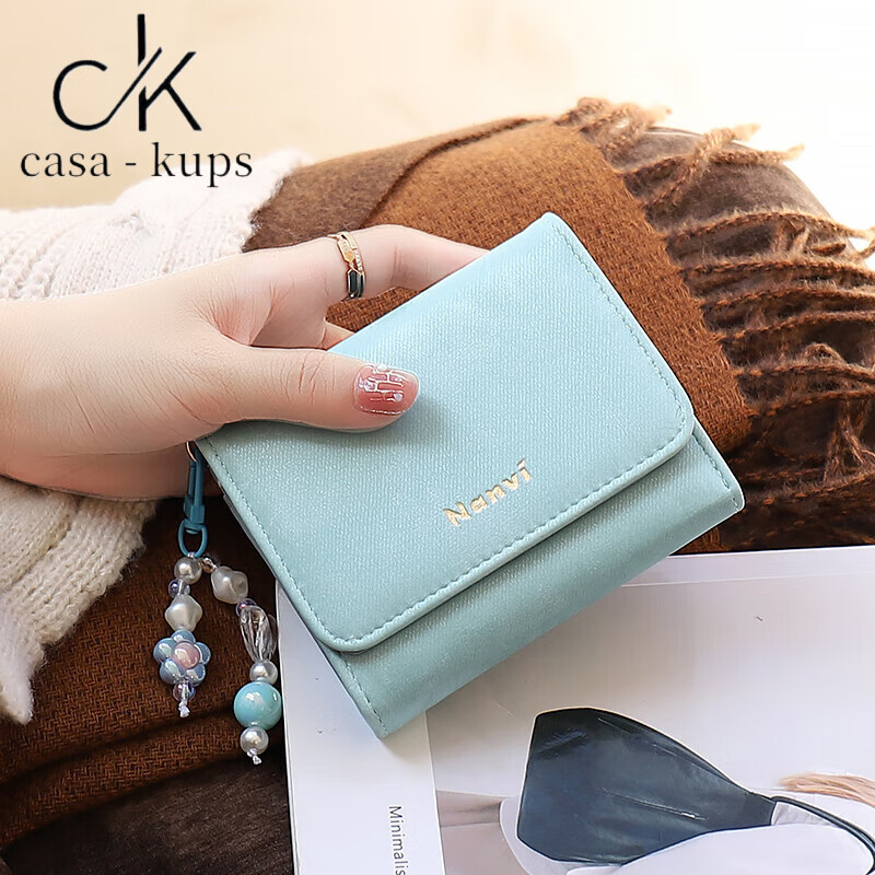 Casa-kupsCK wallet women's 2025 velvet gradient large capacity Japanese style cute retro coin card holder for women blue