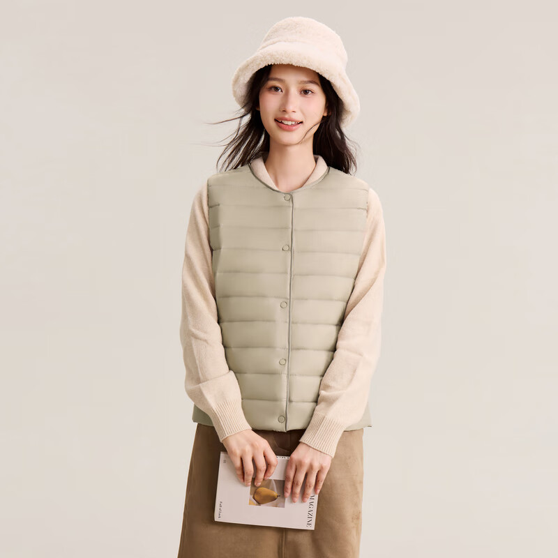 Flying in the Snow 2025 Classic New Style Basic Comfortable Thin Down Convenient Short Warm Down Vest Portable and Comfortable