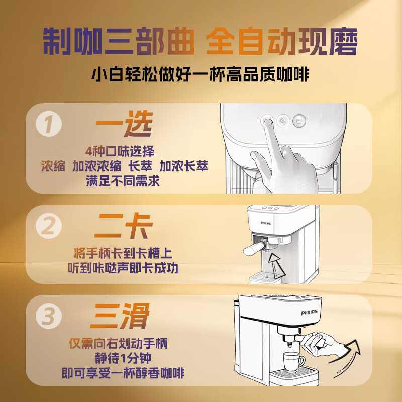 Philips (PHILIPS) imported Baristina new Italian American fully automatic home/office coffee machine grinder integrated small coffee machine BAR series New Year gift