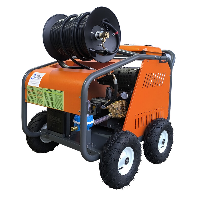 High-pressure pipe unblocking machine water rat sewer cleaning machine high-power gasoline diesel high-power property municipal commercial industrial area rainwater and sewage cleaning equipment Zongshen gasoline Italian AR unblocking 600mm pipe