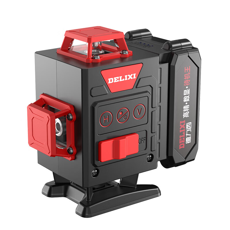 Delixi 12 mini level meter fan small laser infrared high-precision strong light thin line portable ground level meter German portable mini green light 12 line giant dual electric