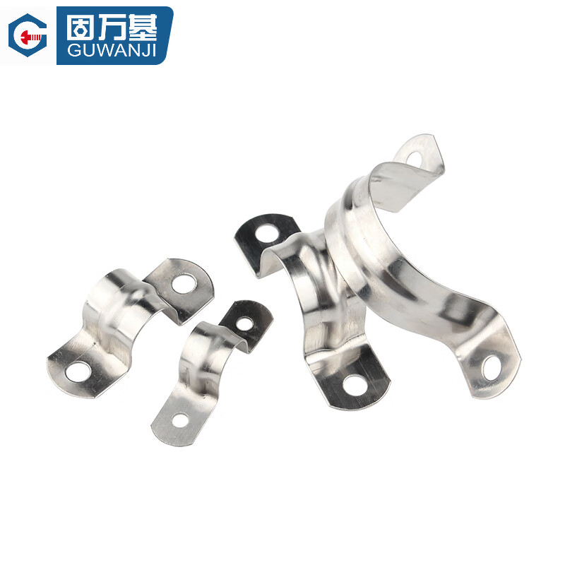 GUWANJI stainless steel U-shaped pipe clamp, riding pipe hoop bracket, pipe buckle, hose hoop, water pipe clamp buckle, 304 thickened M25, 20 pcs/pack