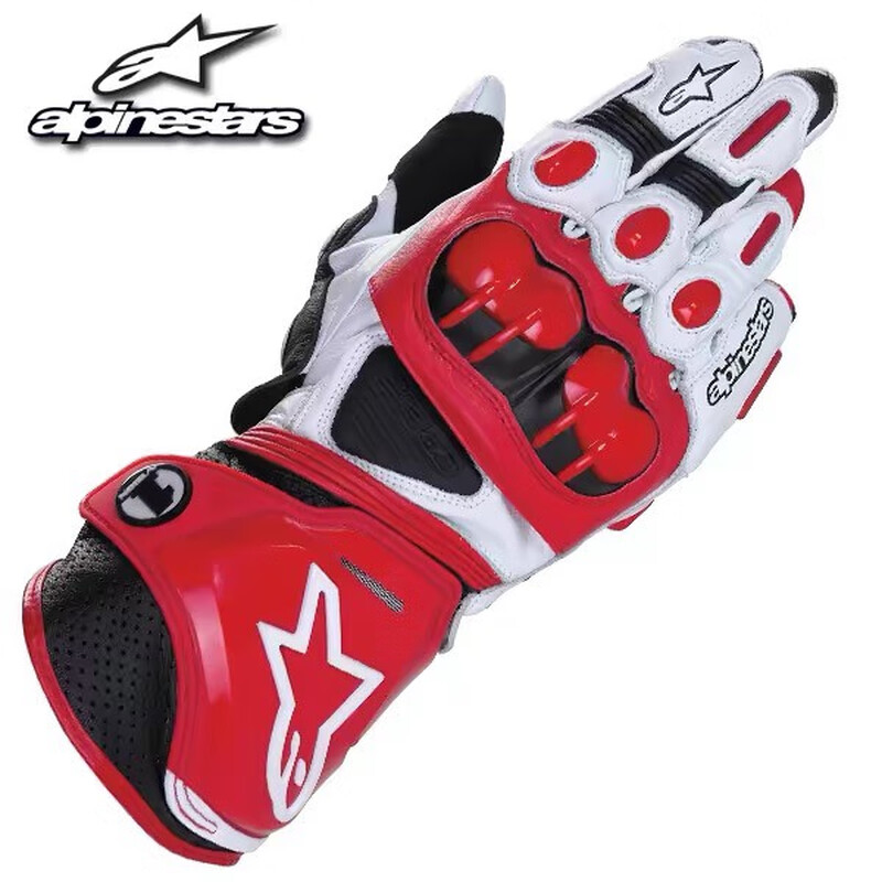 AA Star Gloves GPProGloves Classic Racing Gloves Motorcycle Genuine Leather Touch Screen Cycling Gloves Autumn and Winter New White and Black Touch Screen L