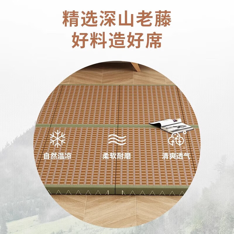 Visibility folding tatami mat, custom-made floor mat, special nap artifact, Japanese-style tatami mat, coconut palm floor mat 150cm*200cm/5cm thick (4 folds)