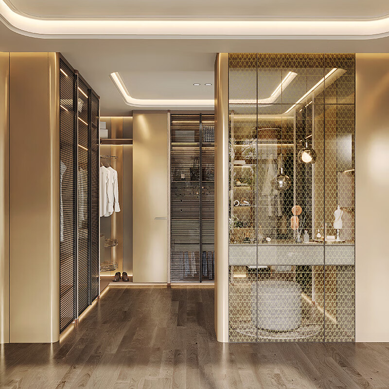 Sophia wardrobe and cloakroom customization, light luxury metal bedroom wardrobe storage cabinet, storage cabinet furniture, whole house customization, membership bonus