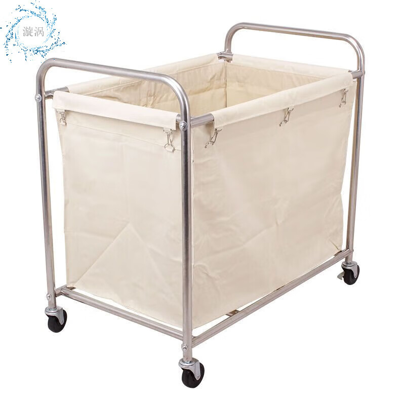 Diaohuang Linen Cart Hotel Dirty Linen Recycling Car Thickened Storage Cleaning Car Laundry Room Cart Stainless Steel Cart Bag Thickened Disassembly Conical Linen Cart (Blue) - Carpet Wheel