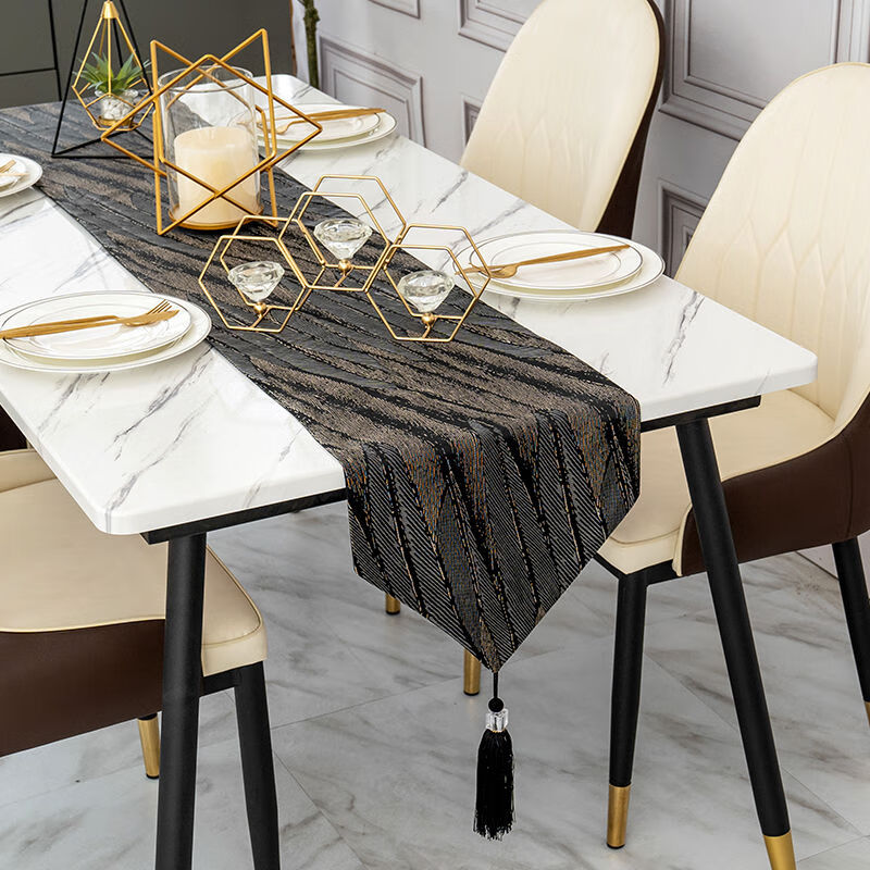 Raft core table flag high-end modern light luxury black American tablecloth Nordic sideboard bed flag coffee table flag decorative tablecloth Arrow Feather Black 33*180cm