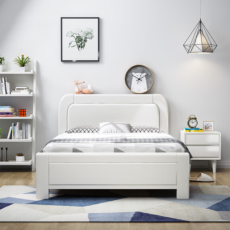 Shaoran solid wood bed small apartment modern and simple 1 meter 1.2 meters 1.35 meters thickened single small bed for teenagers and children bed + velvet latex brown cushion 1 meter * 2 meters (you can contact customer service to choose 1.9 meters)