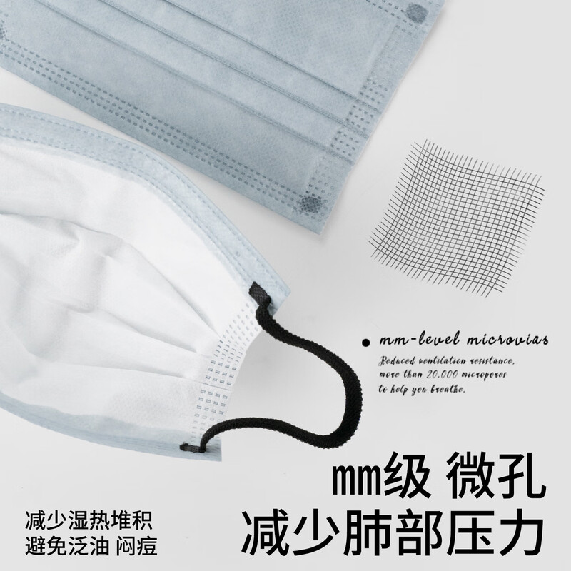 Runmi Bio's new disposable medical surgical mask sterilization grade high-value independent packaging blue ash/50 pieces