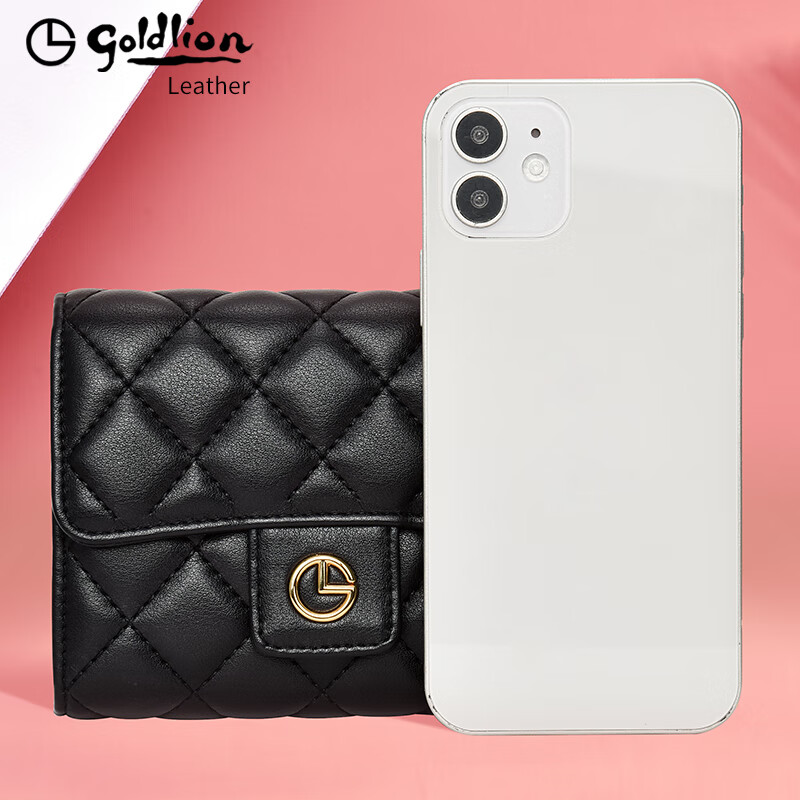 Goldlion Genuine Leather Women's Wallet Women's Light Luxury Short Wallet High-end Brand Wallet 2025 New Girl's Cowhide Ticket Holder Officially Authorized One Count for Fake and Ten Penalty Exquisite Gift Box