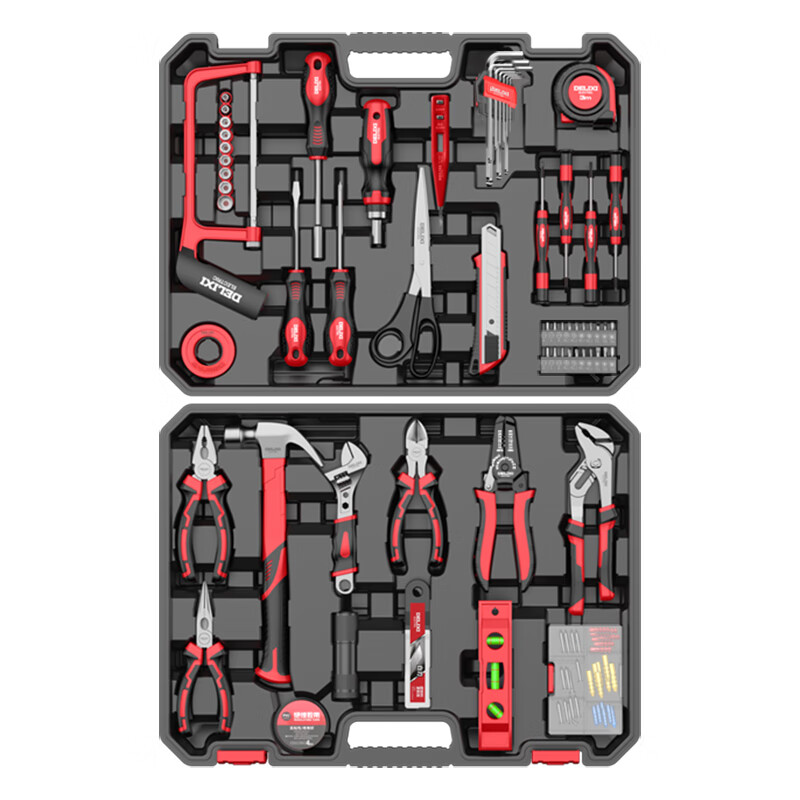Delixi household hand tool set hardware electrician special repair multi-functional tool box screwdriver woodworking set household tool 16-piece set