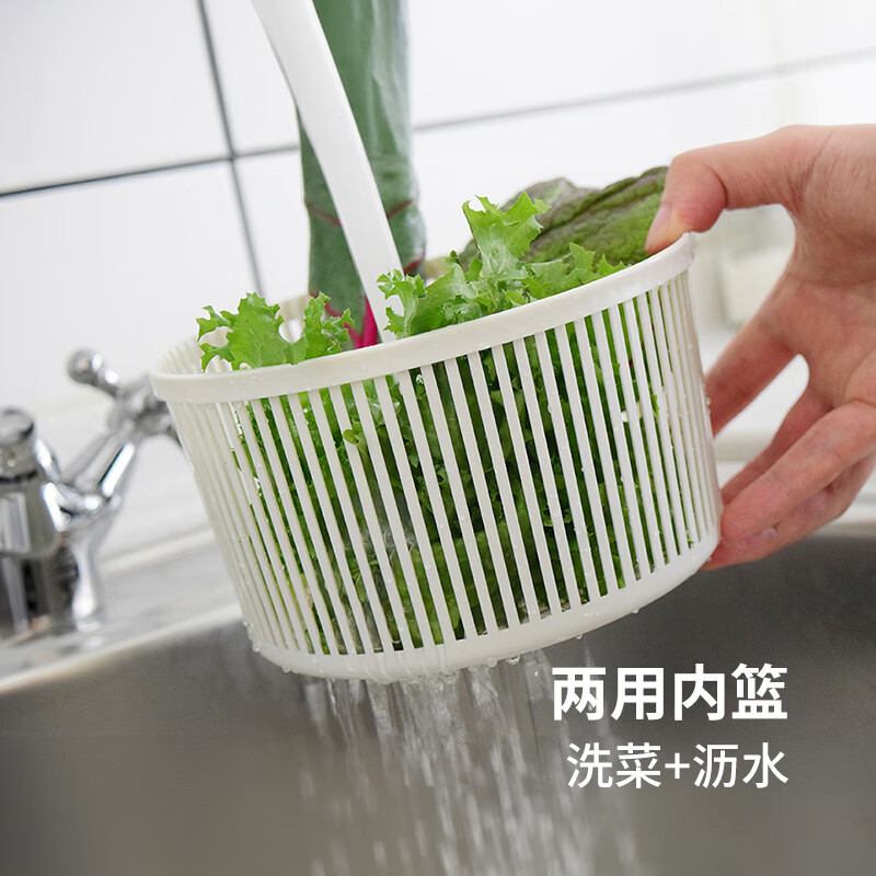 Shuangshan Japan imported vegetable dehydrator, fruit salad water remover, manual spin dryer, vegetable spinner, drainer, vegetable basket, 7 liters - L size