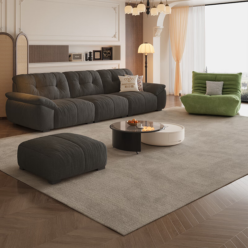 Pashaman Hug Bear fabric sofa fully removable and washable chenille small apartment cloud retro cream style living room 2657ZF 2.8 meters multi-seater fully removable and washable design luxury version 50% selection - chenille violet + light elastic cotton + sponge